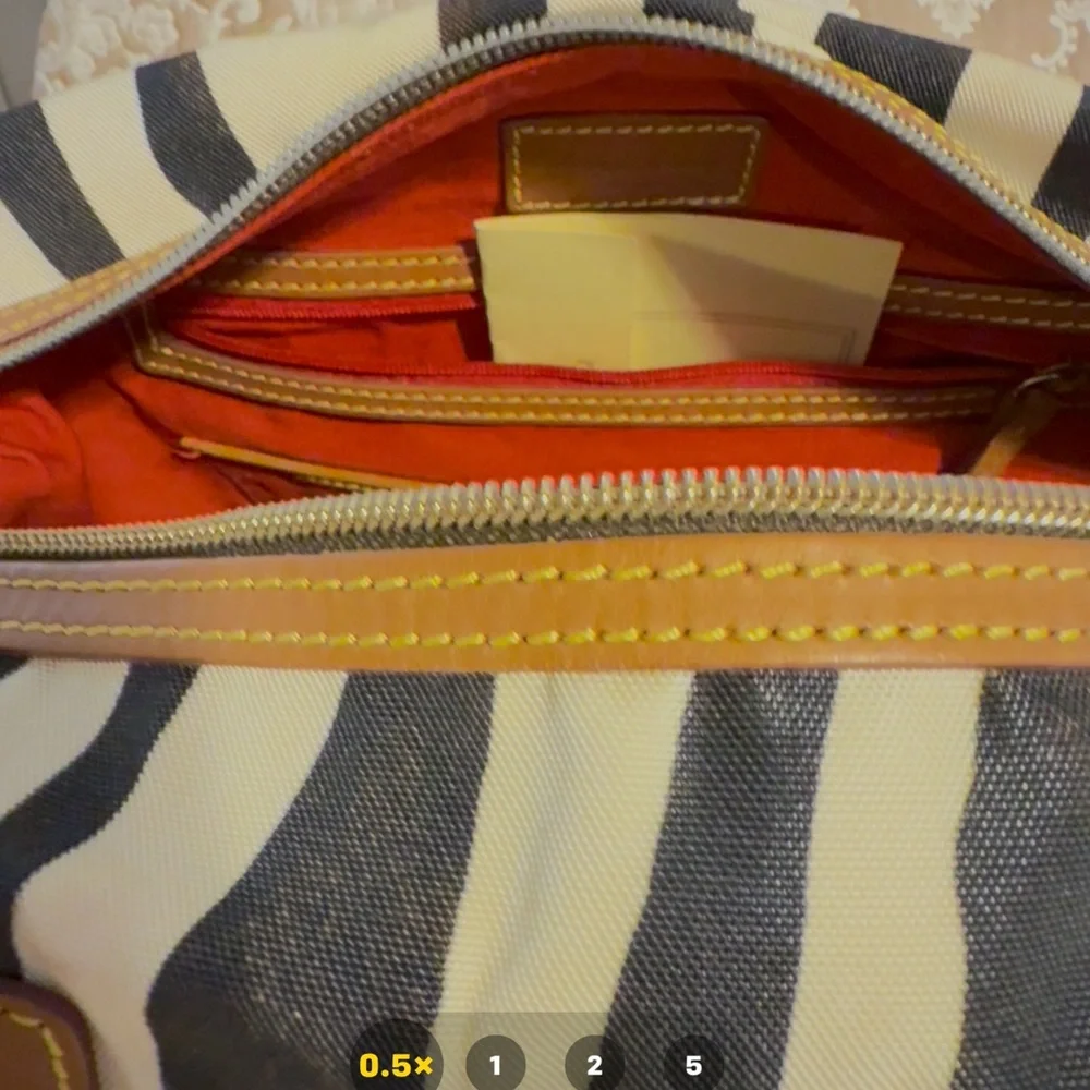 Dooney & Bourke Zebra Stripe Shoulder Bag - Black and Tan - Picture 4 of 5